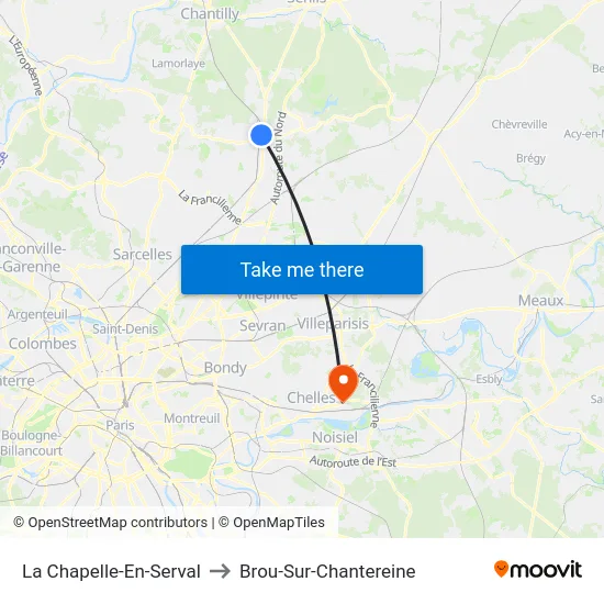 La Chapelle-En-Serval to Brou-Sur-Chantereine map
