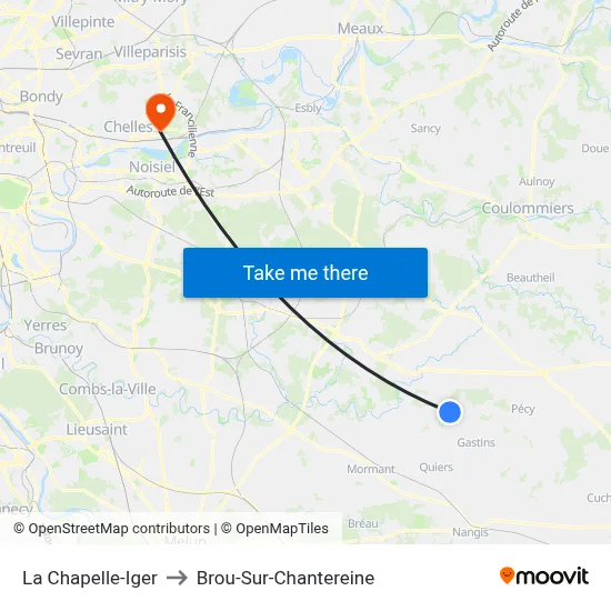 La Chapelle-Iger to Brou-Sur-Chantereine map
