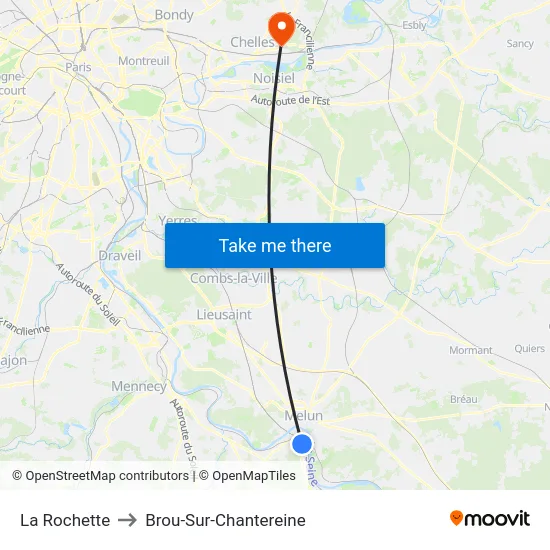 La Rochette to Brou-Sur-Chantereine map
