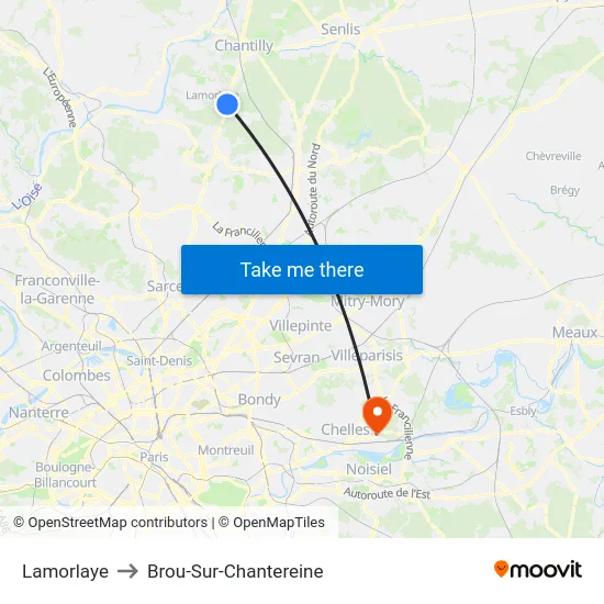 Lamorlaye to Brou-Sur-Chantereine map