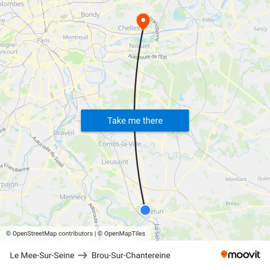 Le Mee-Sur-Seine to Brou-Sur-Chantereine map