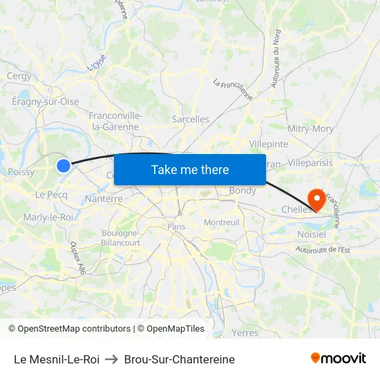 Le Mesnil-Le-Roi to Brou-Sur-Chantereine map