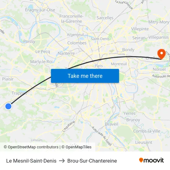 Le Mesnil-Saint-Denis to Brou-Sur-Chantereine map