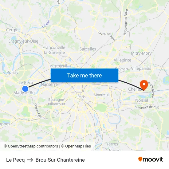 Le Pecq to Brou-Sur-Chantereine map