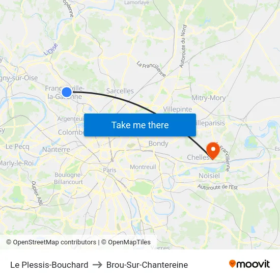 Le Plessis-Bouchard to Brou-Sur-Chantereine map