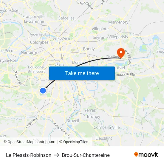 Le Plessis-Robinson to Brou-Sur-Chantereine map