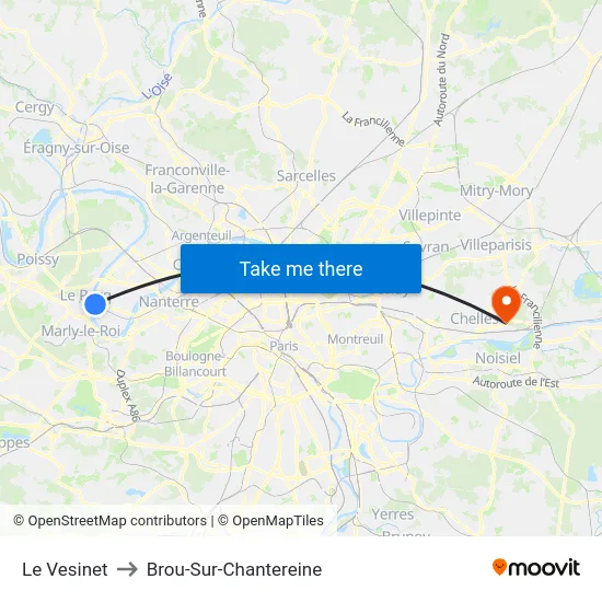 Le Vesinet to Brou-Sur-Chantereine map