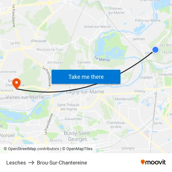 Lesches to Brou-Sur-Chantereine map