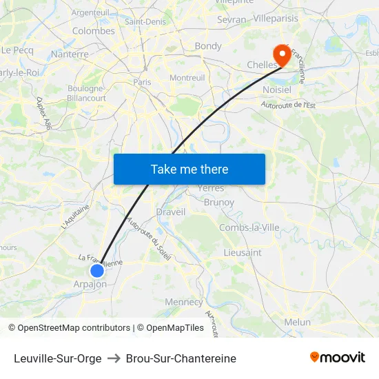 Leuville-Sur-Orge to Brou-Sur-Chantereine map