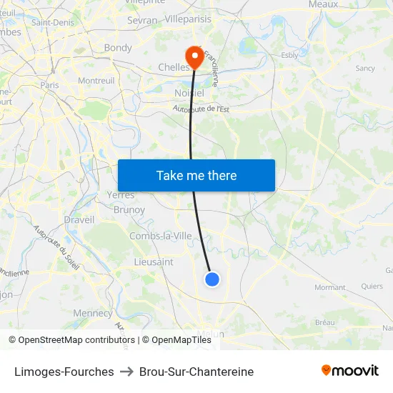 Limoges-Fourches to Brou-Sur-Chantereine map