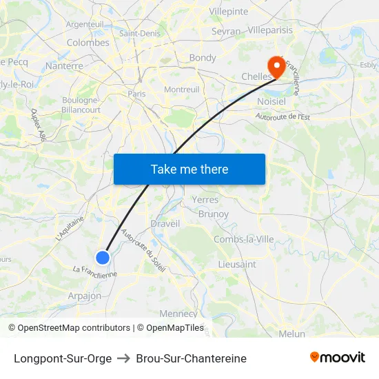 Longpont-Sur-Orge to Brou-Sur-Chantereine map