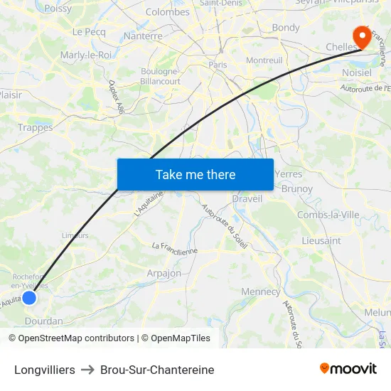 Longvilliers to Brou-Sur-Chantereine map