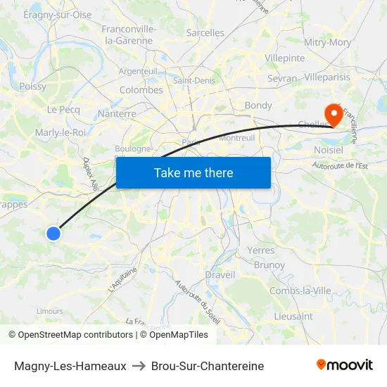 Magny-Les-Hameaux to Brou-Sur-Chantereine map