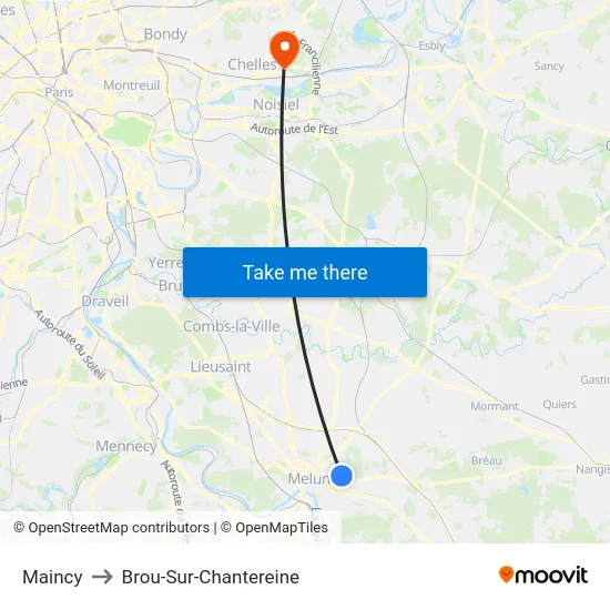 Maincy to Brou-Sur-Chantereine map