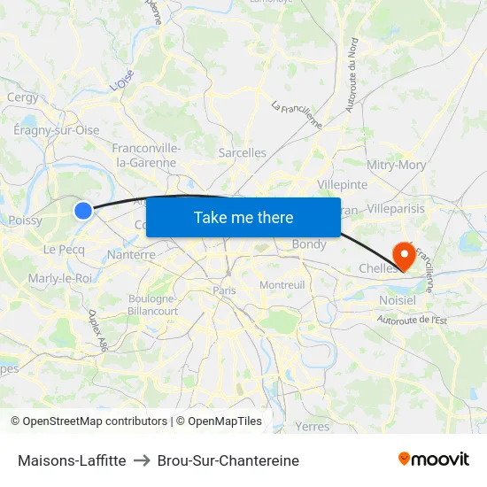 Maisons-Laffitte to Brou-Sur-Chantereine map