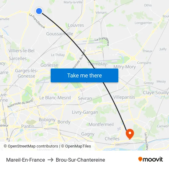 Mareil-En-France to Brou-Sur-Chantereine map