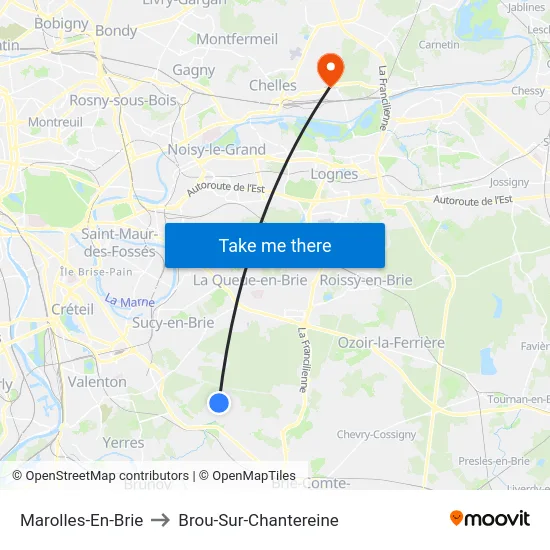 Marolles-En-Brie to Brou-Sur-Chantereine map