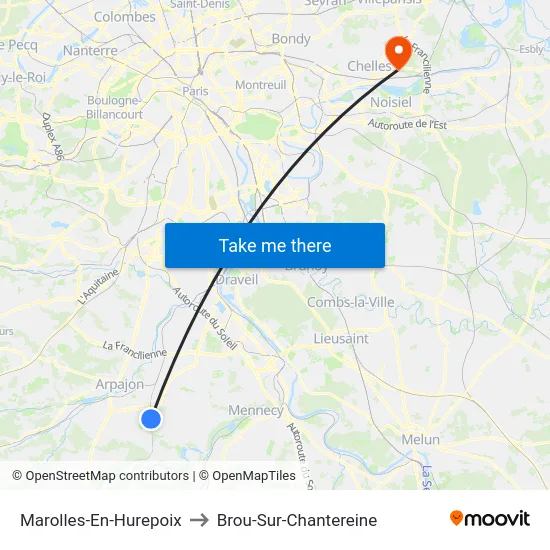 Marolles-En-Hurepoix to Brou-Sur-Chantereine map
