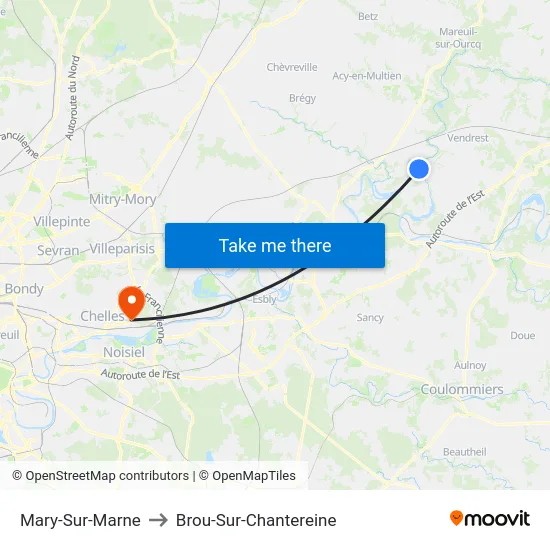 Mary-Sur-Marne to Brou-Sur-Chantereine map