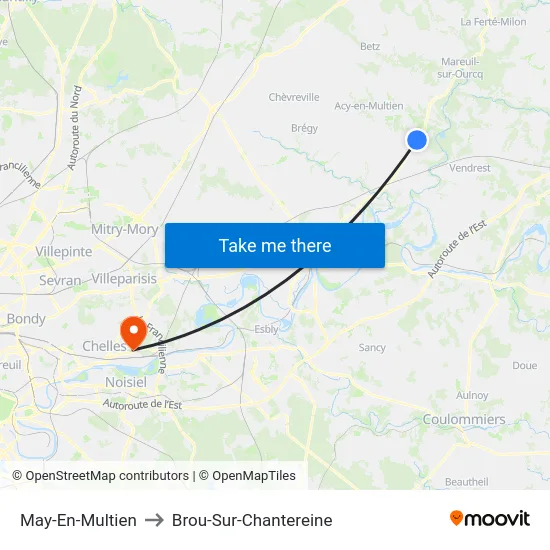 May-En-Multien to Brou-Sur-Chantereine map