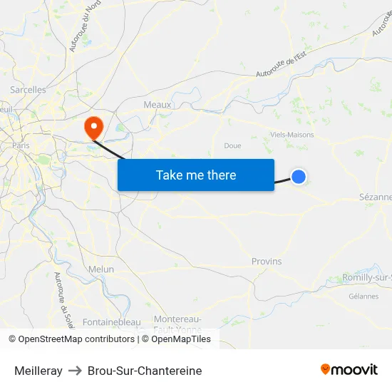 Meilleray to Brou-Sur-Chantereine map