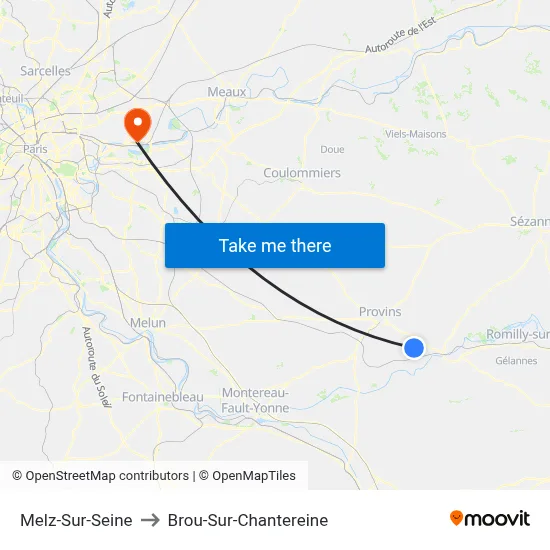 Melz-Sur-Seine to Brou-Sur-Chantereine map