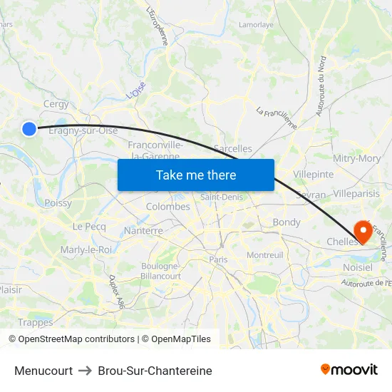Menucourt to Brou-Sur-Chantereine map