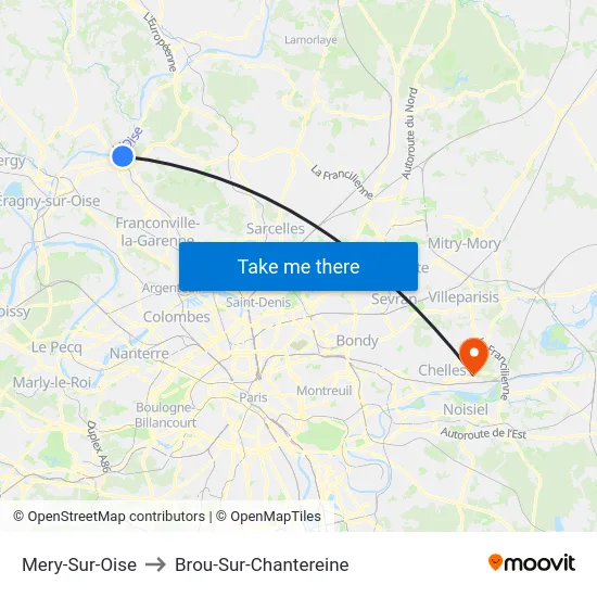 Mery-Sur-Oise to Brou-Sur-Chantereine map
