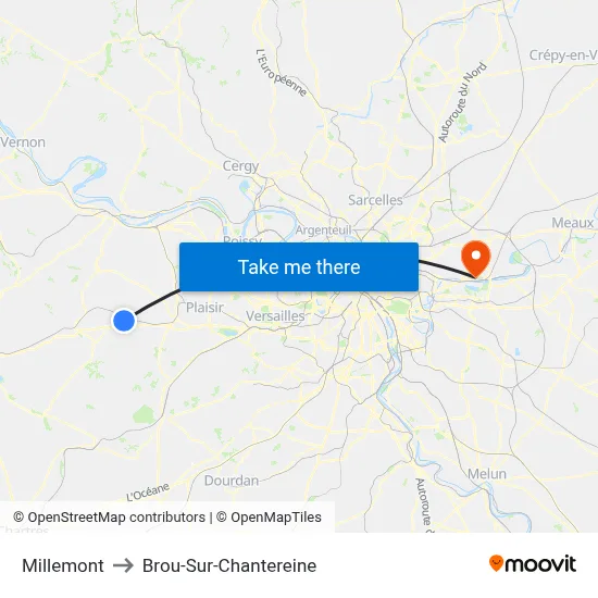 Millemont to Brou-Sur-Chantereine map