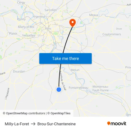 Milly-La-Foret to Brou-Sur-Chantereine map