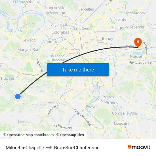 Milon-La-Chapelle to Brou-Sur-Chantereine map
