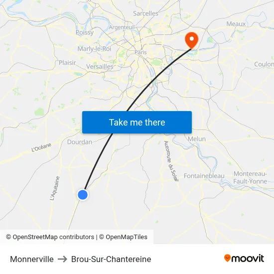 Monnerville to Brou-Sur-Chantereine map