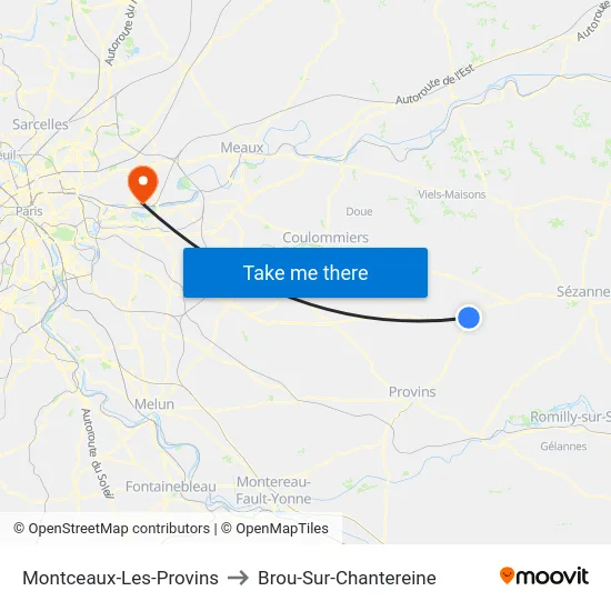 Montceaux-Les-Provins to Brou-Sur-Chantereine map