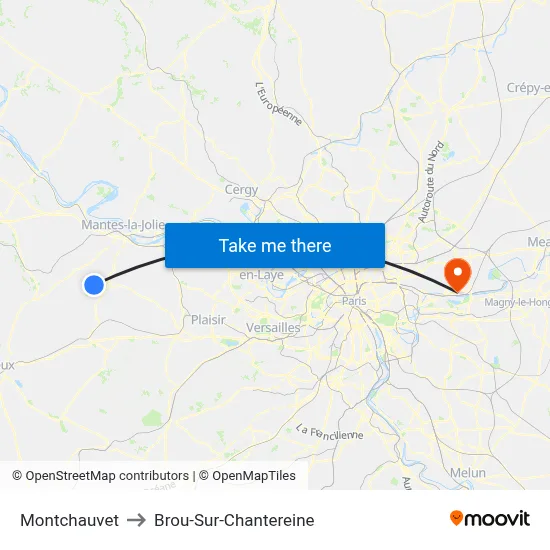 Montchauvet to Brou-Sur-Chantereine map