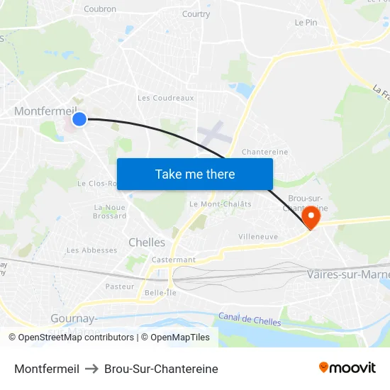 Montfermeil to Brou-Sur-Chantereine map