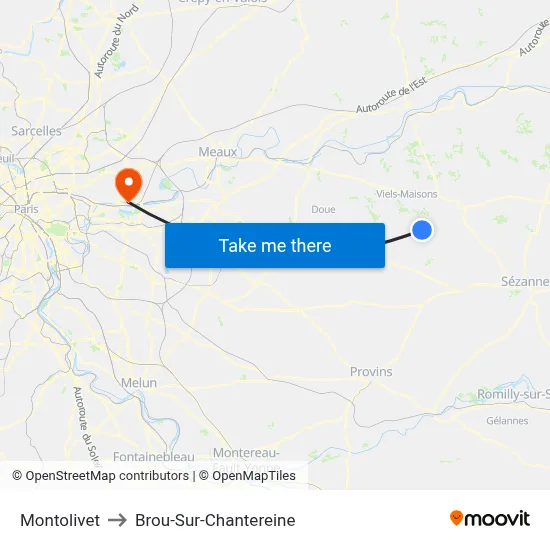 Montolivet to Brou-Sur-Chantereine map