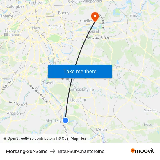 Morsang-Sur-Seine to Brou-Sur-Chantereine map