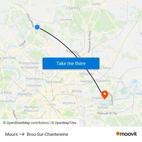 Mours to Brou-Sur-Chantereine map