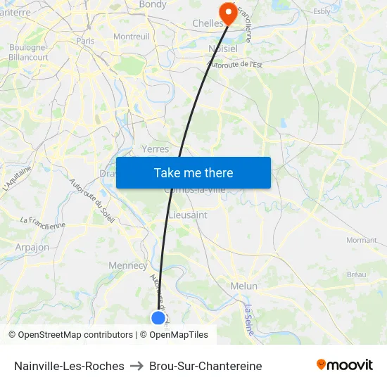 Nainville-Les-Roches to Brou-Sur-Chantereine map