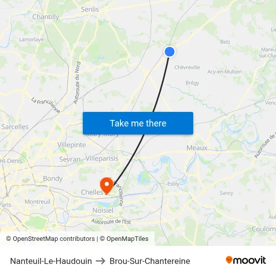 Nanteuil-Le-Haudouin to Brou-Sur-Chantereine map