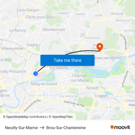 Neuilly-Sur-Marne to Brou-Sur-Chantereine map