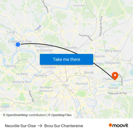 Neuville-Sur-Oise to Brou-Sur-Chantereine map