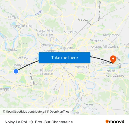 Noisy-Le-Roi to Brou-Sur-Chantereine map