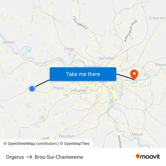 Orgerus to Brou-Sur-Chantereine map