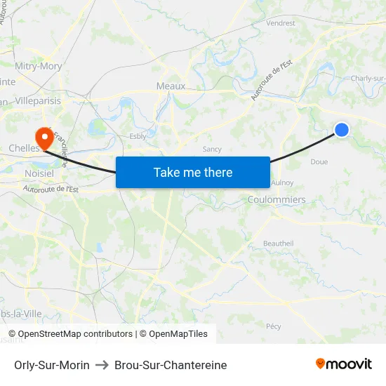 Orly-Sur-Morin to Brou-Sur-Chantereine map