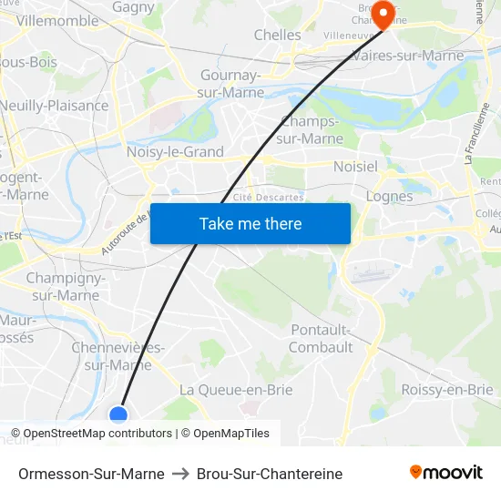 Ormesson-Sur-Marne to Brou-Sur-Chantereine map