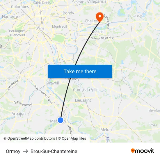 Ormoy to Brou-Sur-Chantereine map