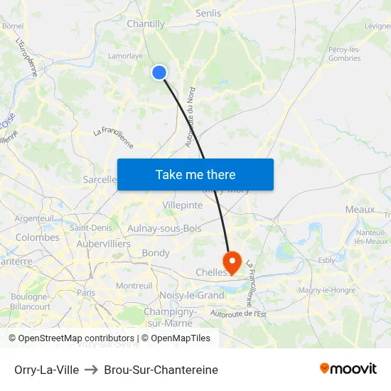 Orry-La-Ville to Brou-Sur-Chantereine map