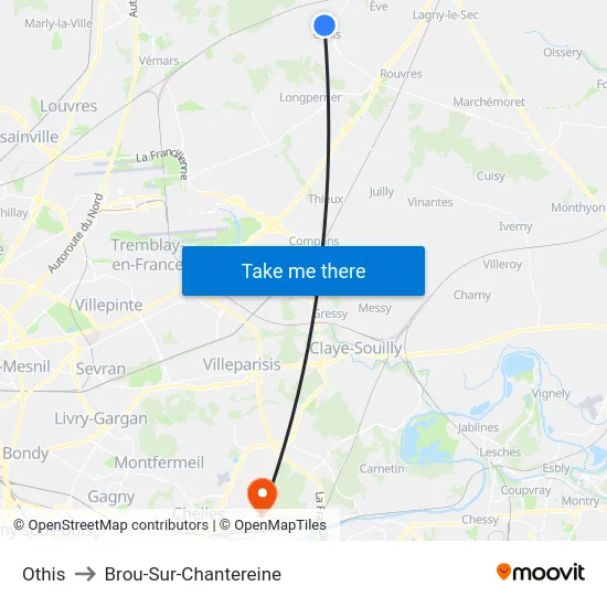 Othis to Brou-Sur-Chantereine map