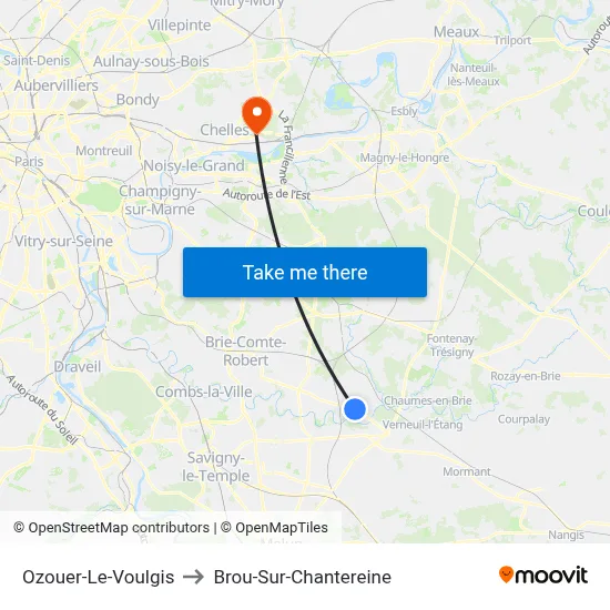 Ozouer-Le-Voulgis to Brou-Sur-Chantereine map